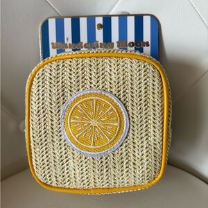 Wandering Moon Medium Square Lemon Travel Zipper Pouch NEW